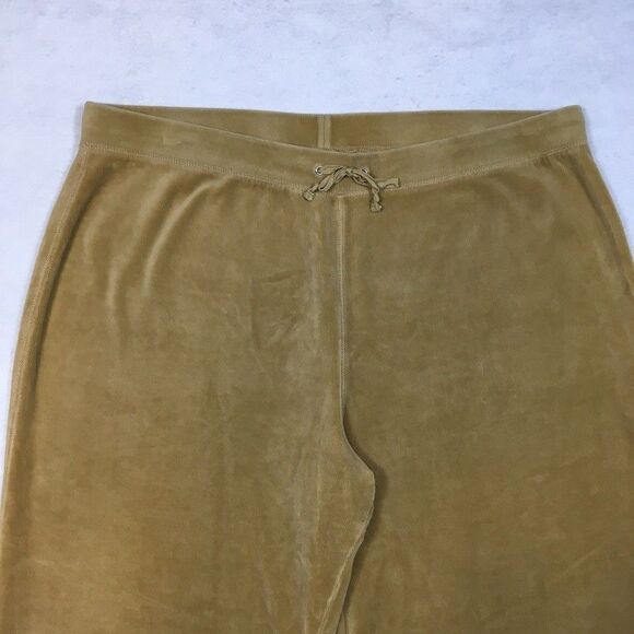 Lands End Womens L Velour Wide Leg Lounge Crop Pants Gold Tan Drawstring Comfy - Picture 2 of 11